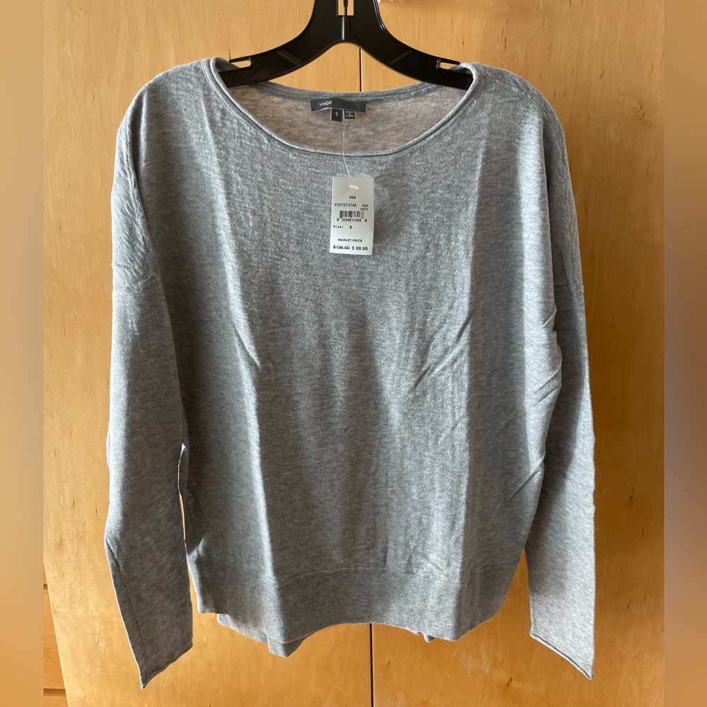 Vince light grey long sleeve cotton sweater. Size small. New with tags!